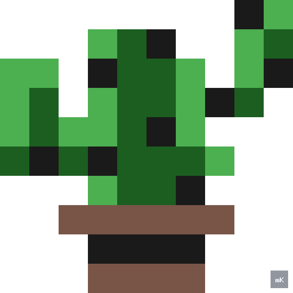 Dyktando graficzne «Kaktus» - siatka 10×10, kodowanka pixel art do druku za darmo