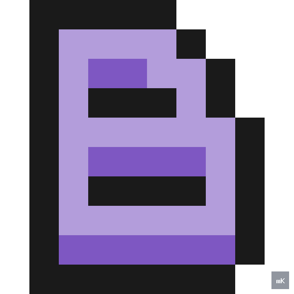 Dyktando graficzne «Litera B» - siatka 10×10, kodowanka pixel art do druku za darmo