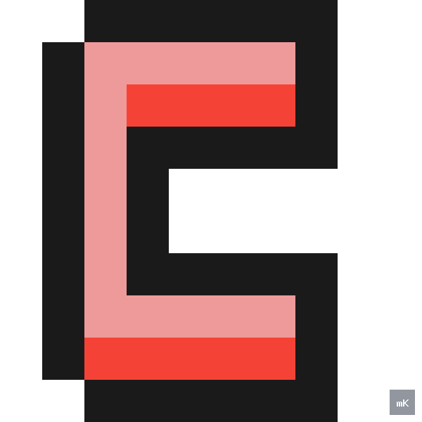 Dyktando graficzne «Litera C» - siatka 10×10, kodowanka pixel art do druku za darmo
