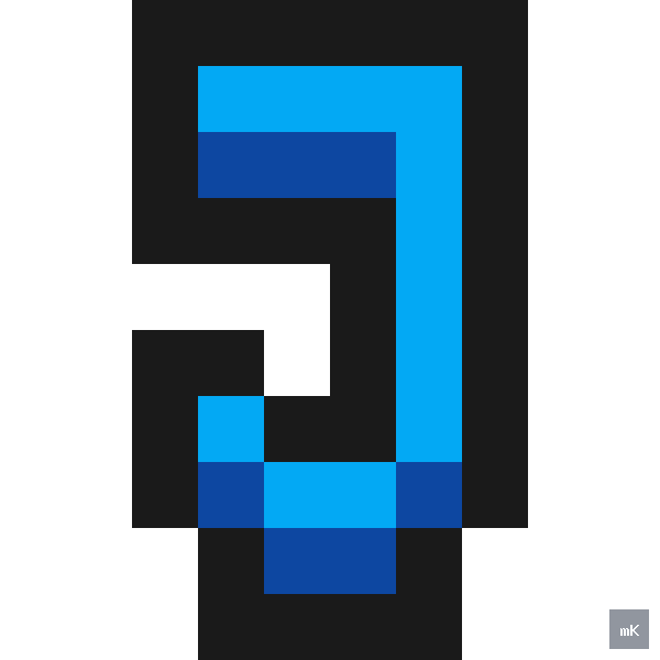 Dyktando graficzne «Litera J» - siatka 10×10, kodowanka pixel art do druku za darmo