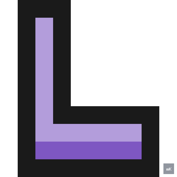 Dyktando graficzne «Litera L» - siatka 10×10, kodowanka pixel art do druku za darmo