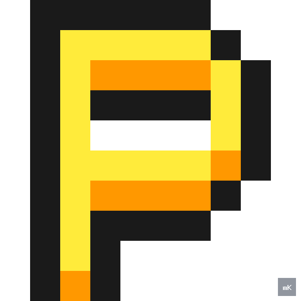 Dyktando graficzne «Litera P» - siatka 10×10, kodowanka pixel art do druku za darmo