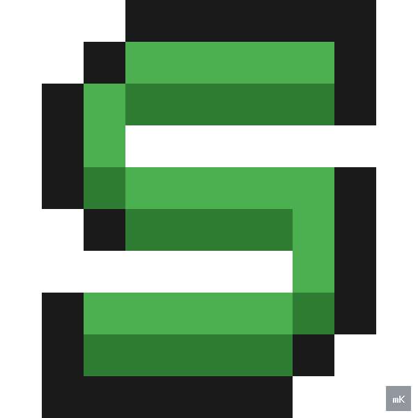 Dyktando graficzne «Litera S» - siatka 10×10, kodowanka pixel art do druku za darmo