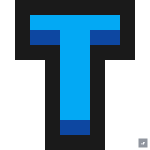 Dyktando graficzne «Litera T» - siatka 10×10, kodowanka pixel art do druku za darmo