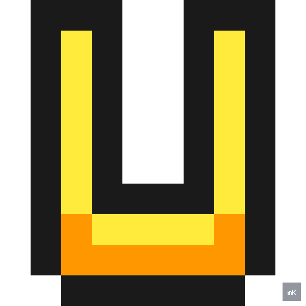 Dyktando graficzne «Litera U» - siatka 10×10, kodowanka pixel art do druku za darmo