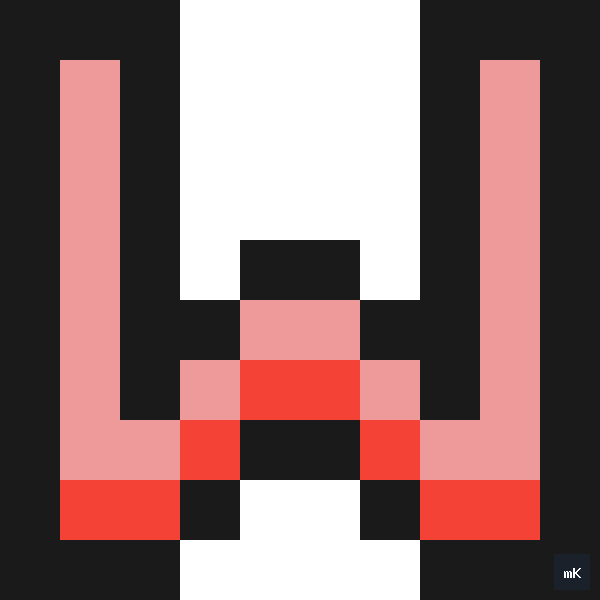 Dyktando graficzne «Litera W» - siatka 10×10, kodowanka pixel art do druku za darmo