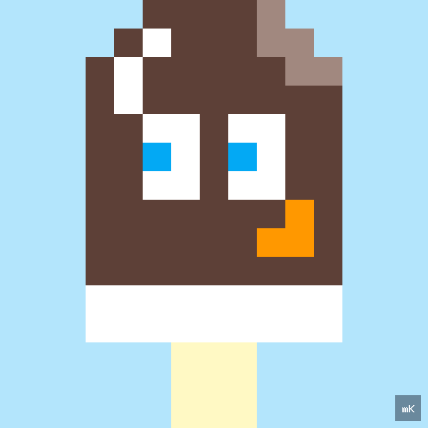 Dyktando graficzne «Lód czekoladowy» - siatka 15×15, kodowanka pixel art do druku za darmo