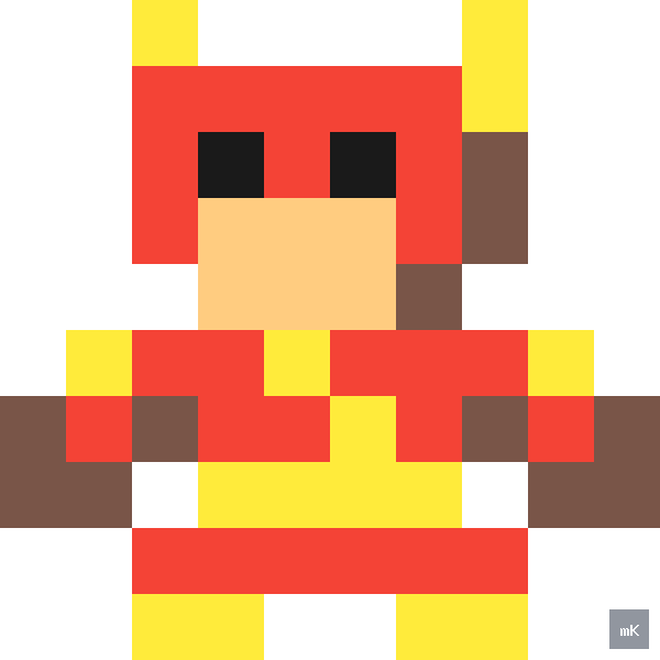 Dyktando graficzne «Marvel's Flash» - siatka 10×10, kodowanka pixel art do druku za darmo