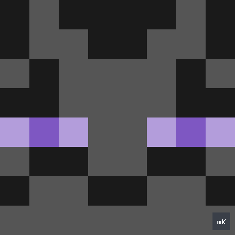Dyktando graficzne «Minecraft Enderman» - siatka 8×8, kodowanka pixel art do druku za darmo
