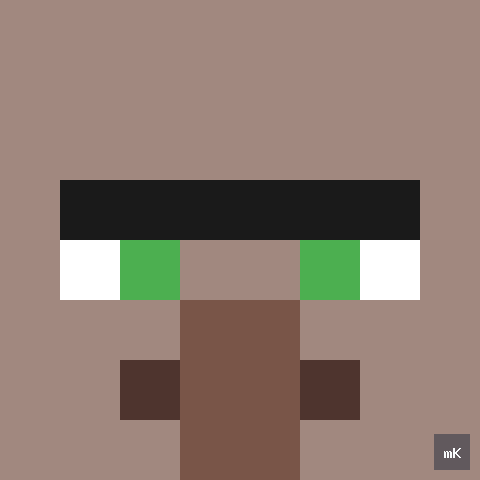 Dyktando graficzne «Minecraft Villager» - siatka 8×8, kodowanka pixel art do druku za darmo