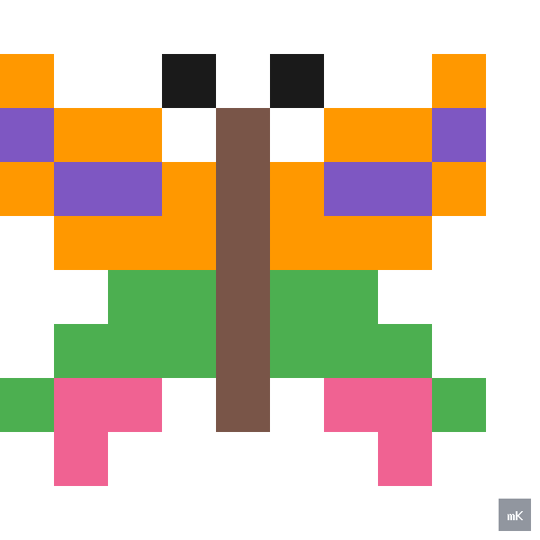 Dyktando graficzne «Motyl» - siatka 10×10, kodowanka pixel art do druku za darmo