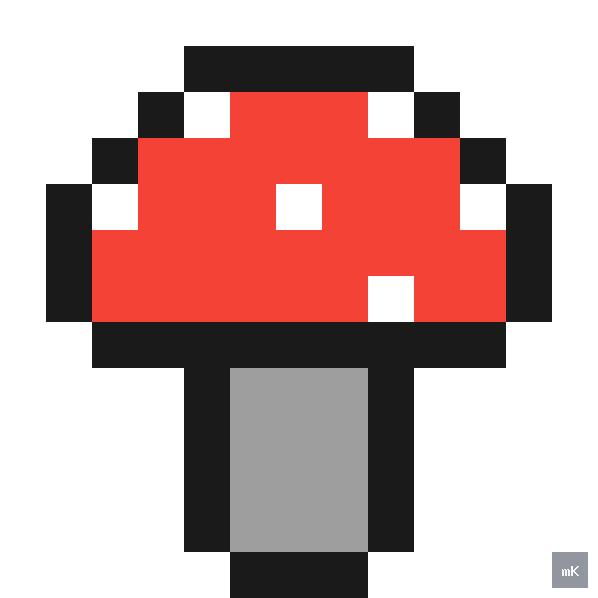 Dyktando graficzne «Grzyb muchomor» - siatka 13×13, kodowanka pixel art do druku za darmo
