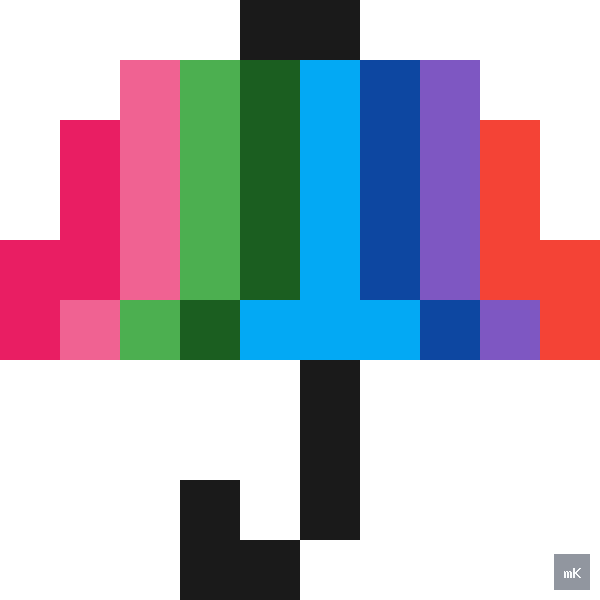Dyktando graficzne «Parasol» - siatka 10×10, kodowanka pixel art do druku za darmo