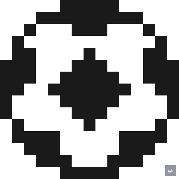 Dyktando graficzne «Piłka do piłki nożnej» - siatka 15×15, kodowanka pixel art do druku za darmo