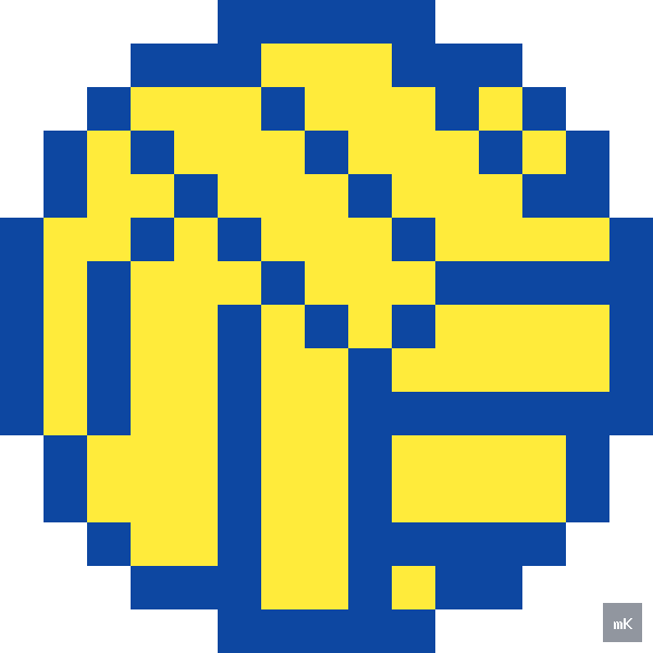 Dyktando graficzne «Piłka do siatkówki» - siatka 15×15, kodowanka pixel art do druku za darmo