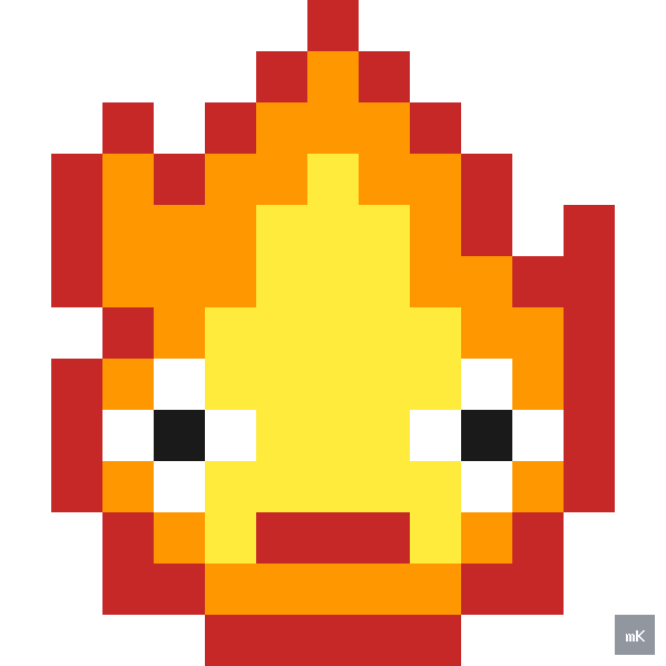 Dyktando graficzne «Płomień» - siatka 13×13, kodowanka pixel art do druku za darmo