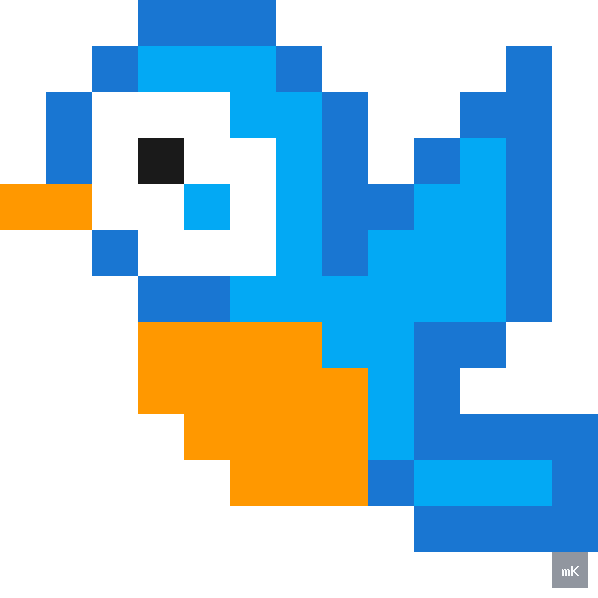 Dyktando graficzne «Ptaszek 2» - siatka 13×13, kodowanka pixel art do druku za darmo