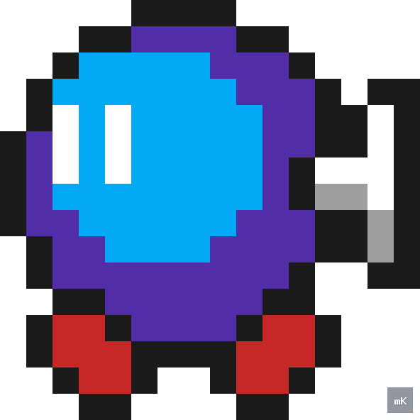 Dyktando graficzne «Super Mario Bomb» - siatka 16×16, kodowanka pixel art do druku za darmo
