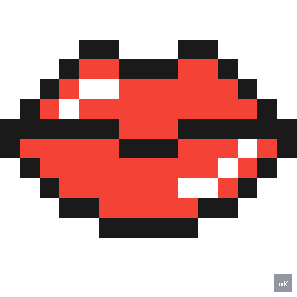 Dyktando graficzne «Usta» - siatka 15×15, kodowanka pixel art do druku za darmo