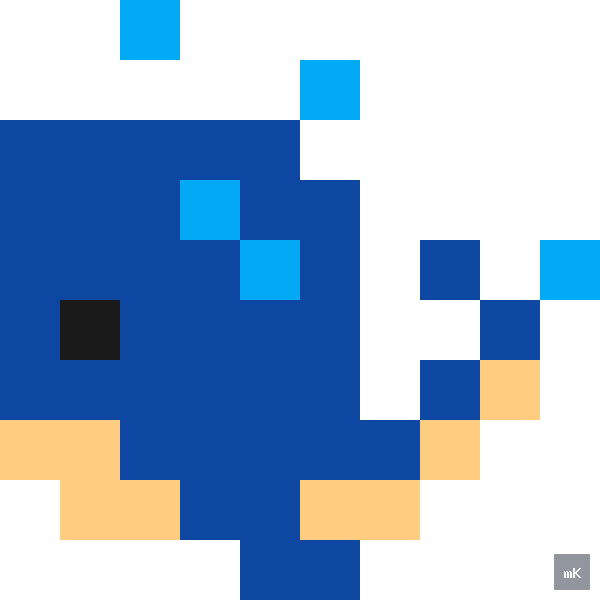 Dyktando graficzne «Wieloryb» - siatka 10×10, kodowanka pixel art do druku za darmo