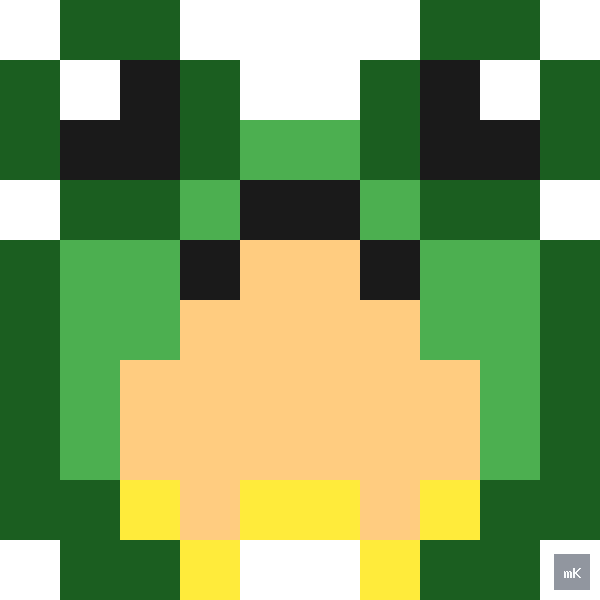 Dyktando graficzne «Żaba» - siatka 10×10, kodowanka pixel art do druku za darmo