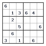 Sudoku 6×6 poziom trudny – podgląd