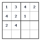 Sudoku 4×4 poziom łatwy – podgląd